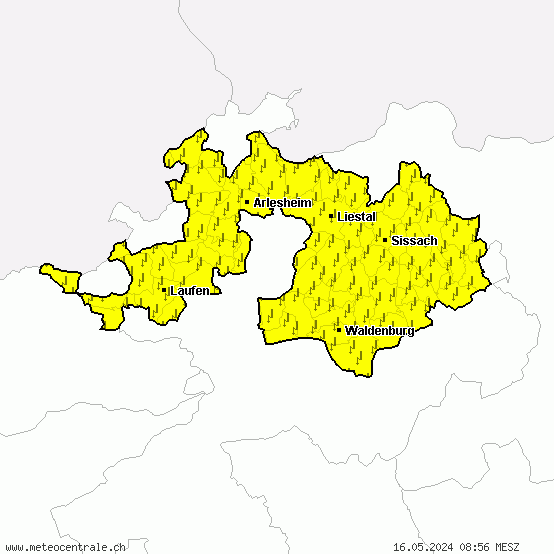 Basel-Country - Warnings for thunderstorms