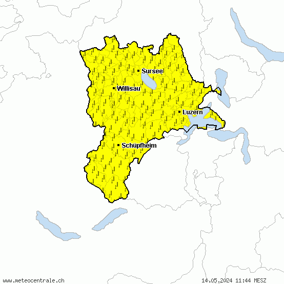 Luzern - Warnings for thunderstorms